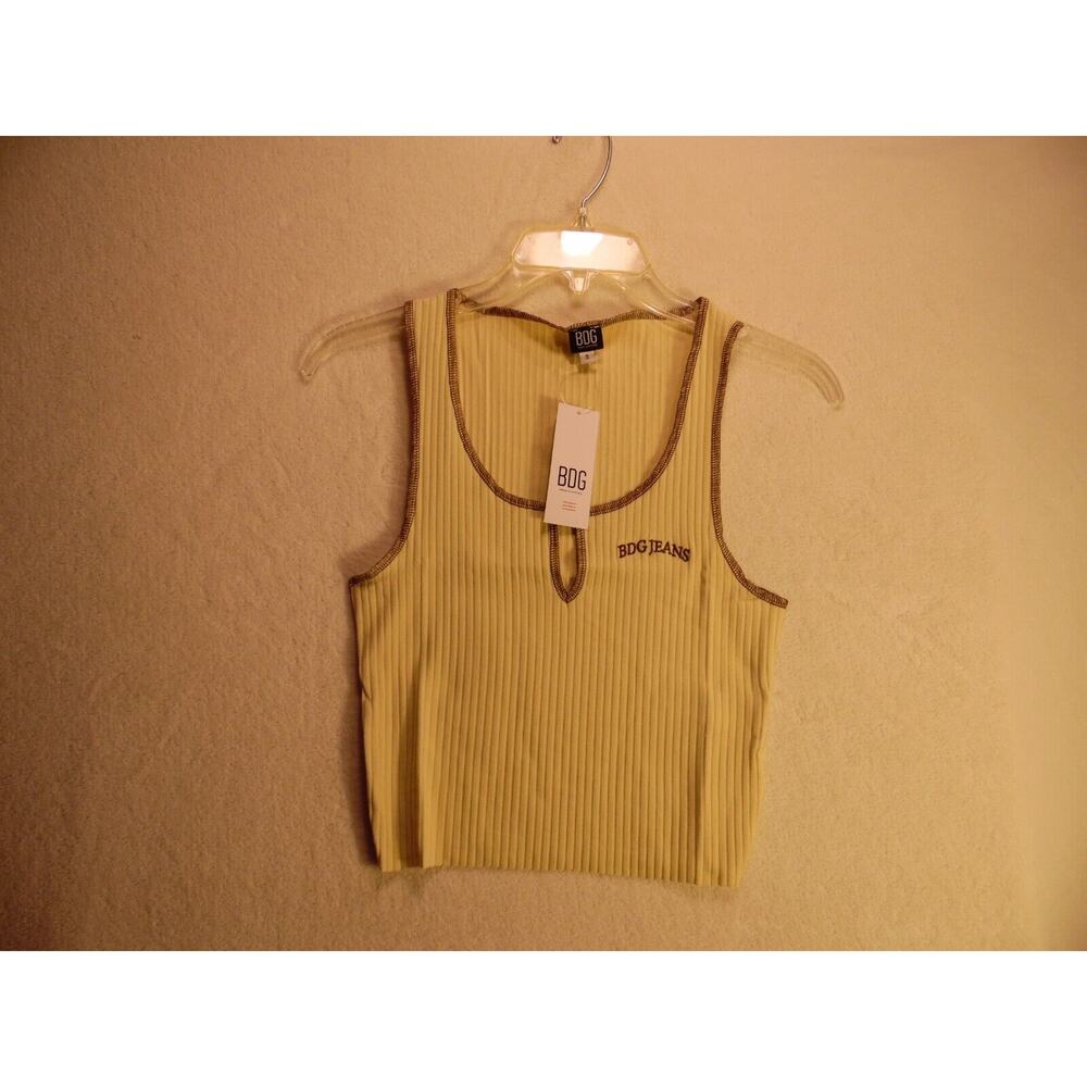 BDG Urban Outfitters Tank Top Womens S Tan Notch Neck Crop NWT - Picture 3 of 7